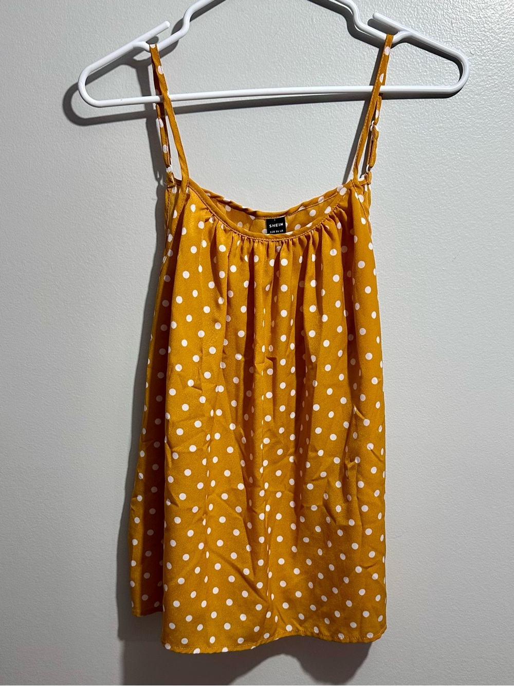 SHEIN Mustard Yellow Polka Dot Spaghetti Strap Tank Top Size XL (756)